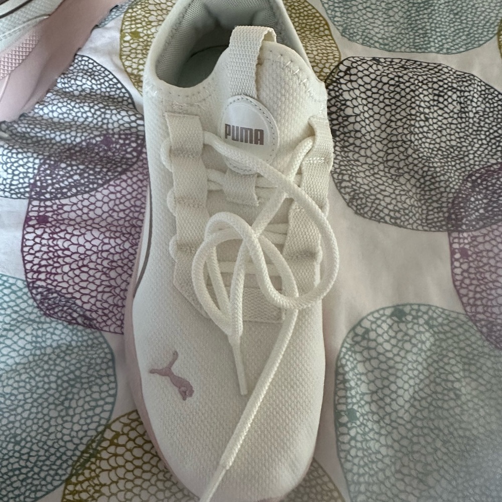 Puma Kids Cream and Pink Sneakers - Lightweight Athletic Shoes - Picture 3 of 6